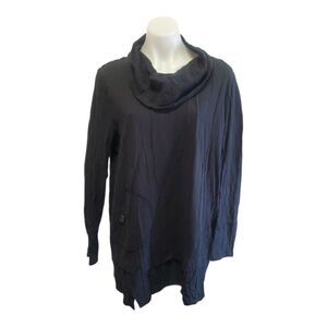 Habitat Steady Stream Cowl Pocket Lagenlook Textured Tunic Black Linen Med